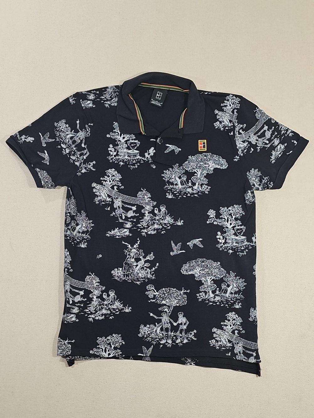 Nike Men's Black Polo with White Scenic Toile Print